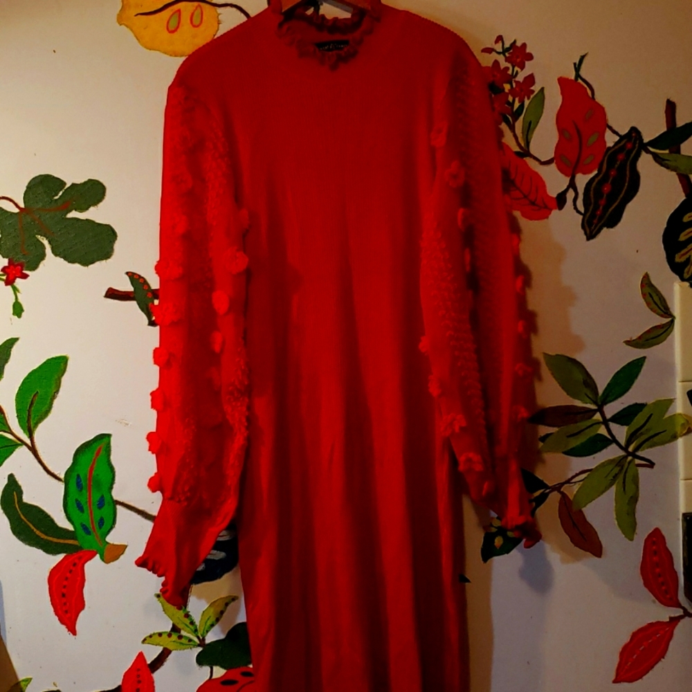 Red sweater dress